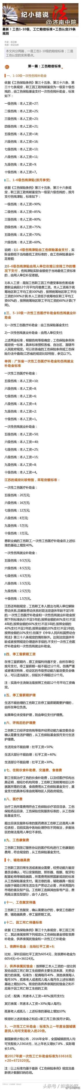 最新！工伤1-10级、工亡赔偿标准+工伤认定29条规则